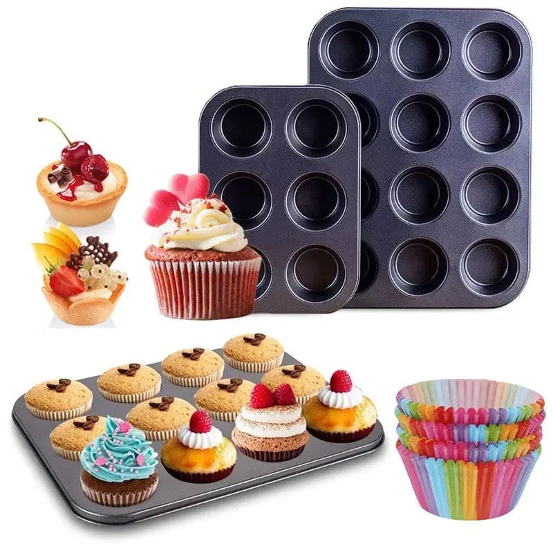 Non Stick Muffin Tray, Cupcake Muffin Tart Shells Mold, Cupcake Baking Tray, Bakeware Kitchen Accessories, Baking Pan Tool, Round Biscuit Pan Non Stick Muffin Tray, Cupcake Muffin Tart Shells Mold, Cupcake Baking Tray, Bakeware Kitchen Accessories, Baking Pan Tool, Round Biscuit Pan